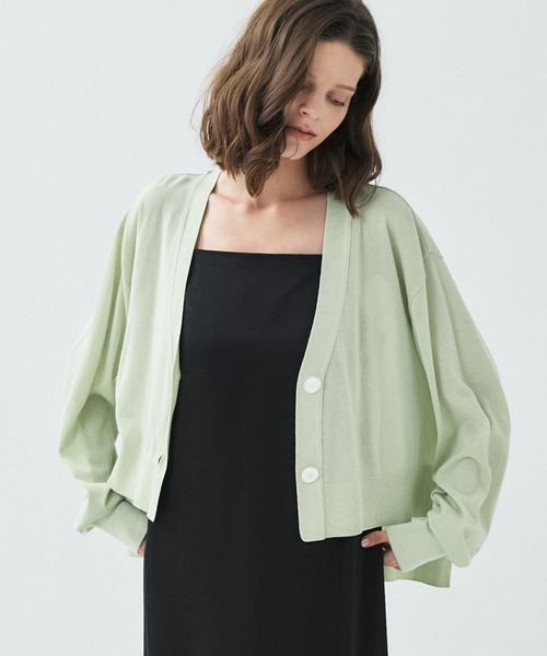 PUBLIC TOKYO（パブリックトウキョウ）の「クリアコットンシアーカーディガン／26SS／春服／夏服／カジュアル／通勤／オンオフ兼用／シアーシャツ（カーディガン/ボレロ・レディース・ホワイト/ダークグレー/グリーン・FREE）」の11枚目の写真