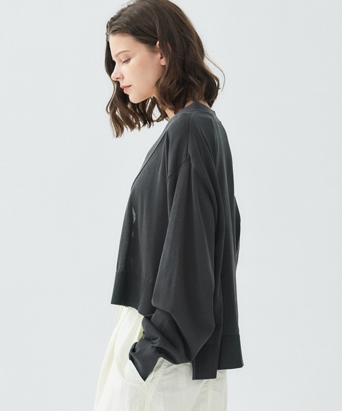 PUBLIC TOKYO（パブリックトウキョウ）の「クリアコットンシアーカーディガン／26SS／春服／夏服／カジュアル／通勤／オンオフ兼用／シアーシャツ（カーディガン/ボレロ・レディース・ホワイト/ダークグレー/グリーン・FREE）」の18枚目の写真