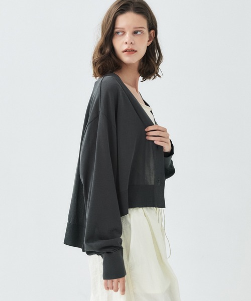 PUBLIC TOKYO（パブリックトウキョウ）の「クリアコットンシアーカーディガン／26SS／春服／夏服／カジュアル／通勤／オンオフ兼用／シアーシャツ（カーディガン/ボレロ・レディース・ホワイト/ダークグレー/グリーン・FREE）」の20枚目の写真