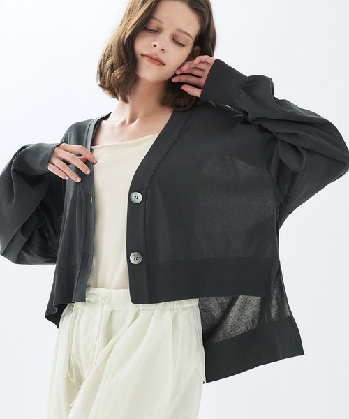 PUBLIC TOKYO（パブリックトウキョウ）の「クリアコットンシアーカーディガン／26SS／春服／夏服／カジュアル／通勤／オンオフ兼用／シアーシャツ（カーディガン/ボレロ・レディース・ホワイト/ダークグレー/グリーン・FREE）」の22枚目の写真
