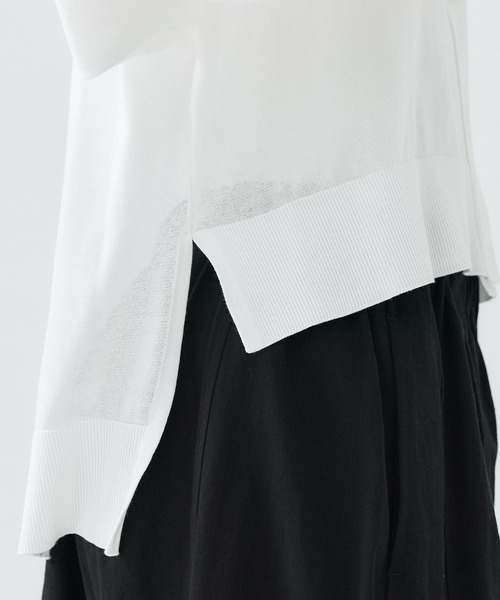 PUBLIC TOKYO（パブリックトウキョウ）の「クリアコットンシアーカーディガン／26SS／春服／夏服／カジュアル／通勤／オンオフ兼用／シアーシャツ（カーディガン/ボレロ・レディース・ホワイト/ダークグレー/グリーン・FREE）」の5枚目の写真