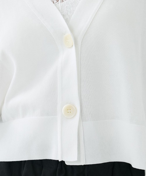 PUBLIC TOKYO（パブリックトウキョウ）の「クリアコットンシアーカーディガン／26SS／春服／夏服／カジュアル／通勤／オンオフ兼用／シアーシャツ（カーディガン/ボレロ・レディース・ホワイト/ダークグレー/グリーン・FREE）」の6枚目の写真
