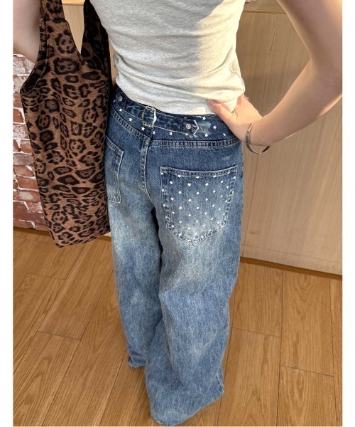 center i(センターアイ)の「スター柄プリントヴィンテージワイドデニムパンツ(デニムパンツ・レディース・ブルー・M/L)」の5枚目の写真