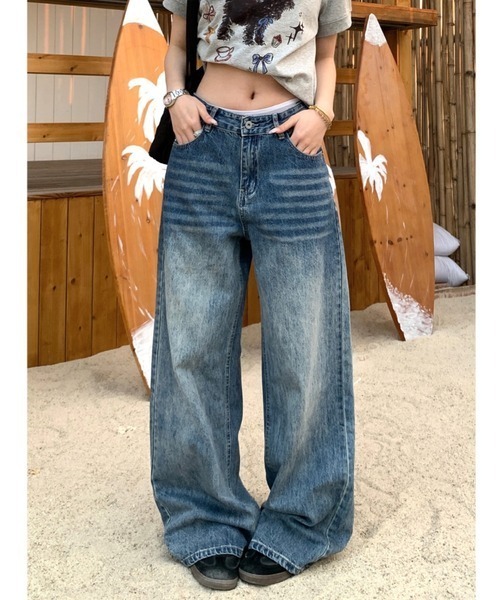 center i(センターアイ)の「スター柄プリントヴィンテージワイドデニムパンツ(デニムパンツ・レディース・ブルー・M/L)」の11枚目の写真