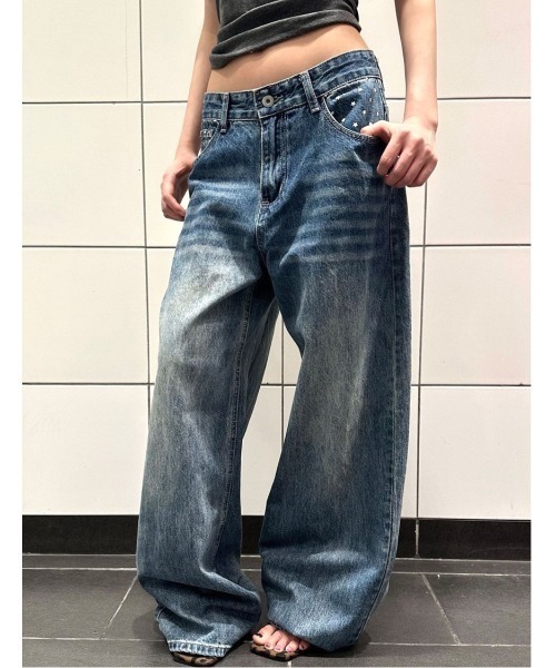 center i(センターアイ)の「スター柄プリントヴィンテージワイドデニムパンツ(デニムパンツ・レディース・ブルー・M/L)」の8枚目の写真