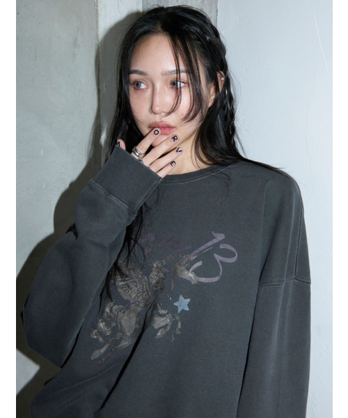 MORVE13（モルブ13）の「Horse Pigment Set-up（Tシャツ/カットソー・レディース・チャコール・FREE）」の2枚目の写真
