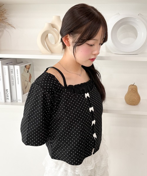 WEGO(ウィゴー)の「WEGO/キャミレイヤードトップス(Tシャツ/カットソー・レディース・ホワイト/ブラック・FREE)」の11枚目の写真