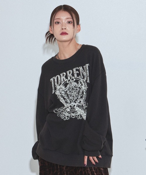PAGEBOY(ページボーイ)の「レースカレッジスウェット/トレーナー【SHORT/LONG2サイズ展開】(スウェット・レディース・チャコールグレー/グレー/ローズ・SMALL/FREE)」の8枚目の写真