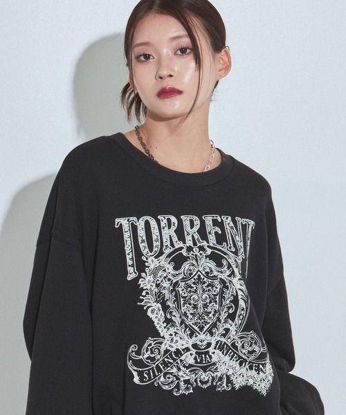 PAGEBOY(ページボーイ)の「レースカレッジスウェット/トレーナー【SHORT/LONG2サイズ展開】(スウェット・レディース・チャコールグレー/グレー/ローズ・SMALL/FREE)」の9枚目の写真