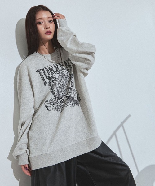 PAGEBOY(ページボーイ)の「レースカレッジスウェット/トレーナー【SHORT/LONG2サイズ展開】(スウェット・レディース・チャコールグレー/グレー/ローズ・SMALL/FREE)」の22枚目の写真