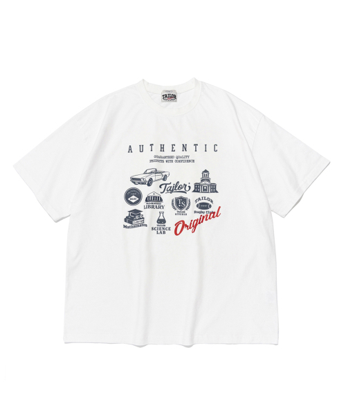 TAILOR STUDIO(テーラースタジオ)の「カレッジロゴコレクション半袖Tシャツ(ホワイト)(Tシャツ/カットソー・レディース・その他・FREE)」の1枚目の写真
