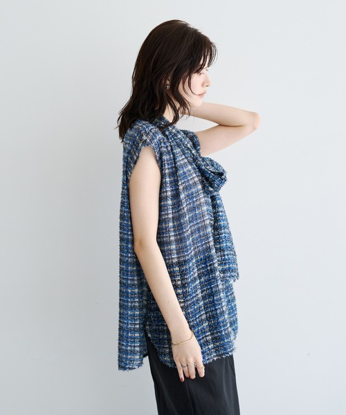 YECCA VECCA(イェッカヴェッカ)の「チェック柄ジャガードボウタイブラウス(シャツ/ブラウス・レディース・ブラウン/ネイビー・FREE)」の16枚目の写真