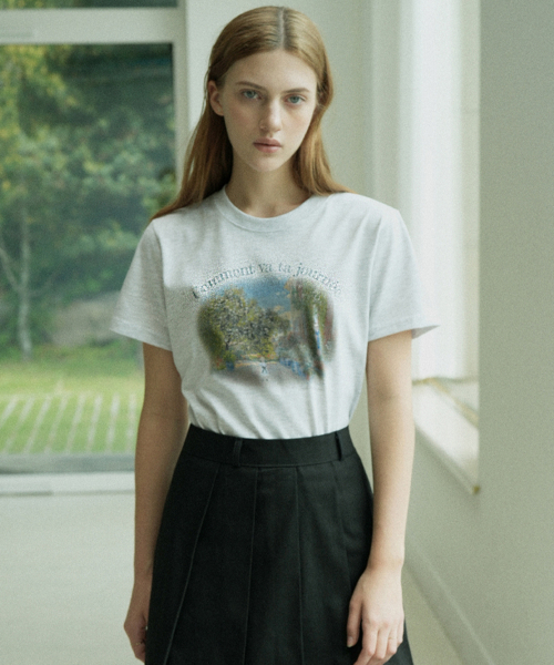 VLETI(ブレッティ)の「Journee Art Work Printing T-shirt (back melange)(Tシャツ/カットソー・レディース・アイボリー・FREE)」の1枚目の写真