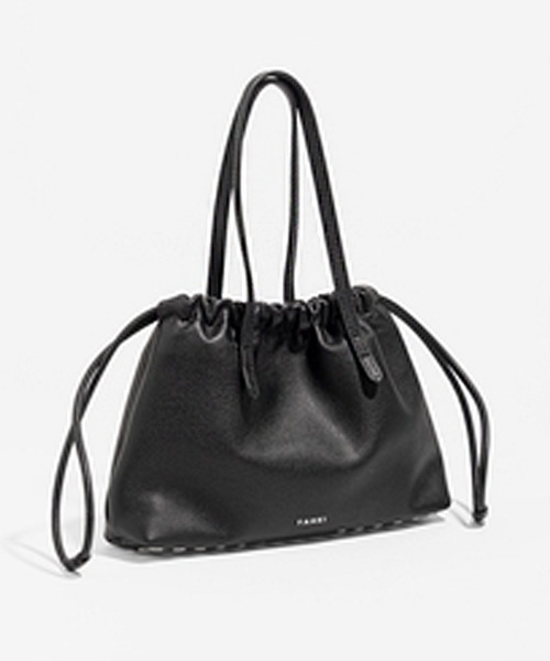 YAHKI(ヤーキ)の「YAHKI/ヤーキ LEATHER 牛革レザー 巾着ハンドバッグ ブランドロゴ コンパクト デイリー レディース 2026秋冬 秋服(ハンドバッグ・メンズ・ブラック/ブラウン・ONE SIZE)」の4枚目の写真