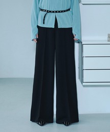 seyto | Rivet-belt georgette wide straight trousers / リベットベルトジョーゼットワイドストレートスラックス(スラックス)