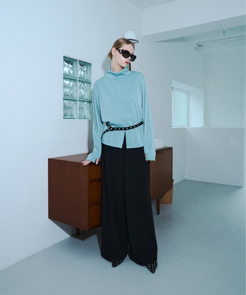 seyto（セイト）の「Rivet-belt georgette wide straight trousers / リベットベルトジョーゼットワイドストレートスラックス（スラックス・メンズ・グレー/ブラック・1/2/3）」の18枚目の写真