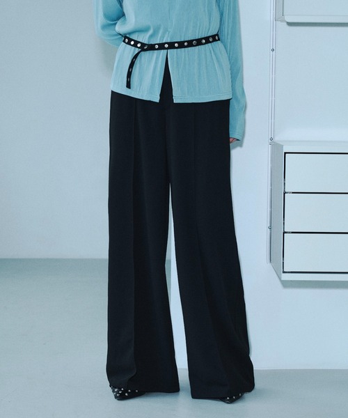 seyto（セイト）の「Rivet-belt georgette wide straight trousers / リベットベルトジョーゼットワイドストレートスラックス（スラックス・メンズ・グレー/ブラック・1/2/3）」の12枚目の写真