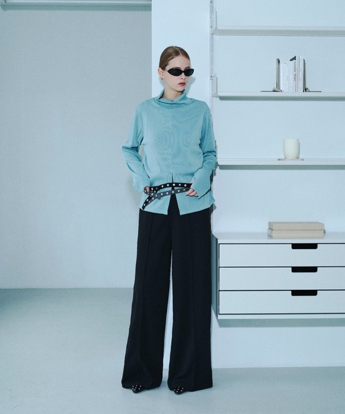 seyto（セイト）の「Rivet-belt georgette wide straight trousers / リベットベルトジョーゼットワイドストレートスラックス（スラックス・メンズ・グレー/ブラック・1/2/3）」の15枚目の写真