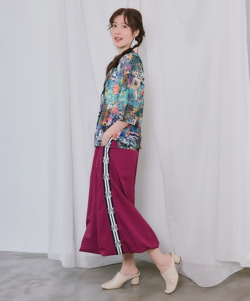 ScoLar（スカラー）の「162746：ネコ柄ラインテープ入り バルーンスカート（スカート・レディース・ネイビー/ブラック/ボルドー・M）」の12枚目の写真