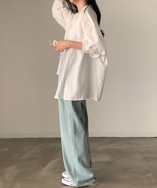 Girly Doll(ガーリードール)の「オーバーサイズシャツ&キャミソール 2点セット(シャツ/ブラウス・レディース・グレー/ホワイト/ブルー・FREE)」の20枚目の写真