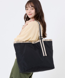 LeSportsac（レスポートサック）の「LG HANDLE ADJ TOTE ブラック ブラックベージュウェビング（トートバッグ）」