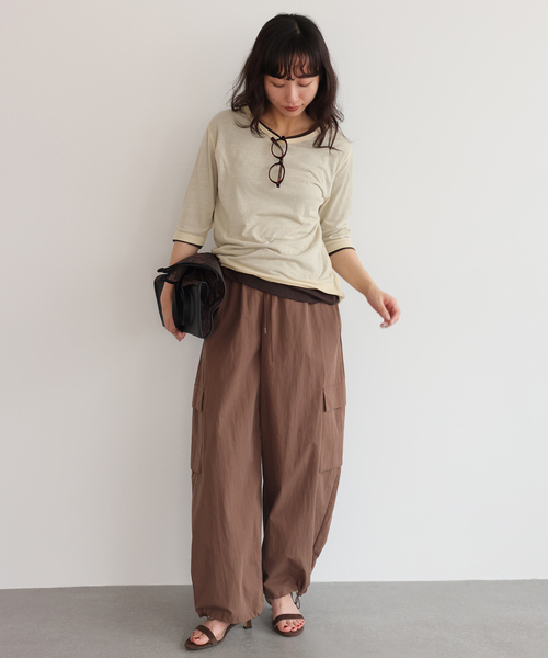 SLOBE IENA(スローブイエナ)の「《追加》CNドレープポプリンカーゴパンツ(カーゴパンツ・レディース・カーキ/ブラウン・36/38)」の7枚目の写真