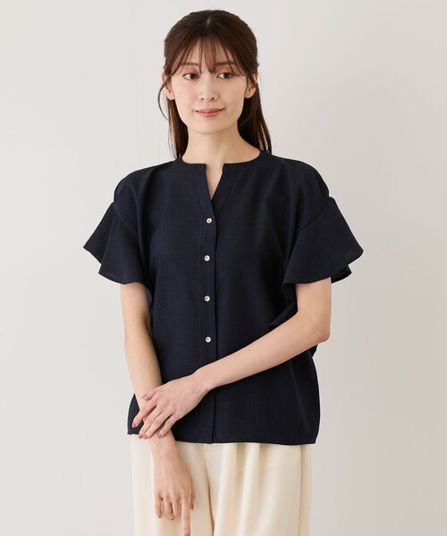 Jayro(ジャイロ)の「フリルバンドカラースキッパーシャツ(シャツ/ブラウス・レディース・ブラック系その他/グレー/ホワイト系その他2/ネイビー/ブルー系その他4・M)」の7枚目の写真