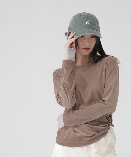 GLOBAL WORK(グローバルワーク)の「袖シアーベロア長袖T/1052816(Tシャツ/カットソー・レディース・ブラック/ダークブラウン/チャコールグレー・MEDIUM/LARGE)」の2枚目の写真