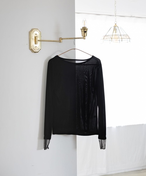 GLOBAL WORK(グローバルワーク)の「袖シアーベロア長袖T/1052816(Tシャツ/カットソー・レディース・ブラック/ダークブラウン/チャコールグレー・MEDIUM/LARGE)」の9枚目の写真