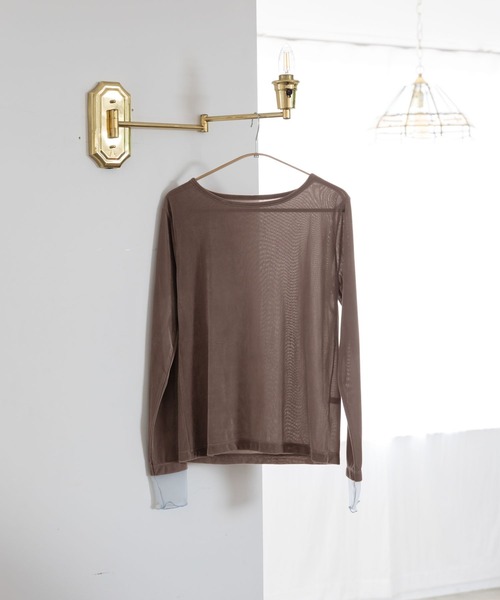 GLOBAL WORK(グローバルワーク)の「袖シアーベロア長袖T/1052816(Tシャツ/カットソー・レディース・ブラック/ダークブラウン/チャコールグレー・MEDIUM/LARGE)」の8枚目の写真