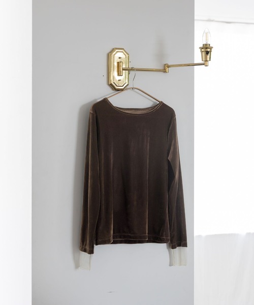 GLOBAL WORK(グローバルワーク)の「袖シアーベロア長袖T/1052816(Tシャツ/カットソー・レディース・ブラック/ダークブラウン/チャコールグレー・MEDIUM/LARGE)」の7枚目の写真