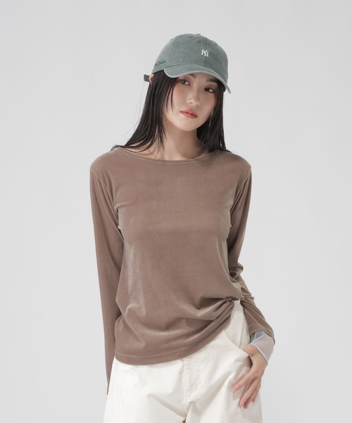 GLOBAL WORK(グローバルワーク)の「袖シアーベロア長袖T/1052816(Tシャツ/カットソー・レディース・ブラック/ダークブラウン/チャコールグレー・MEDIUM/LARGE)」の18枚目の写真