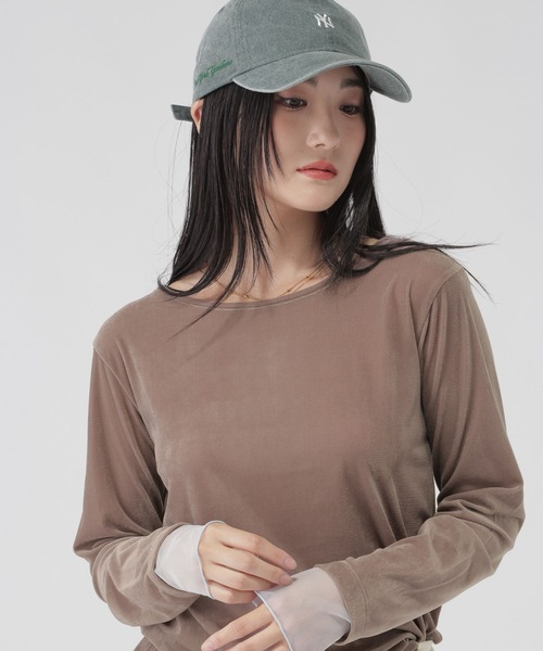 GLOBAL WORK(グローバルワーク)の「袖シアーベロア長袖T/1052816(Tシャツ/カットソー・レディース・ブラック/ダークブラウン/チャコールグレー・MEDIUM/LARGE)」の14枚目の写真