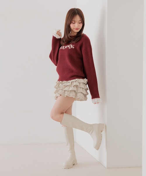 Heather(ヘザー)の「レーストリムジャガードロゴニット 1077810(ニット/セーター・レディース・ブラウン/グレー/ピンク/バーガンディー・FREE)」の22枚目の写真
