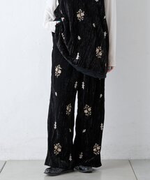 Aguniベロアビジュー刺繍パンツ