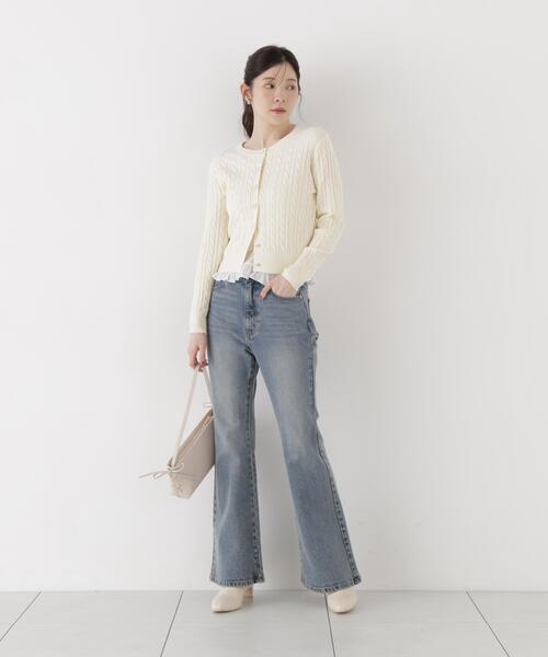 PROPORTION BODY DRESSING(プロポーションボディドレッシング)の「<a>ケーブルニットカーディガン / 1216274002(カーディガン/ボレロ・レディース・ボルドー/ホワイト系その他/ネイビー・FREE)」の6枚目の写真