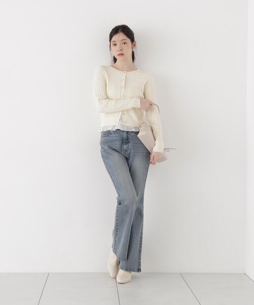 PROPORTION BODY DRESSING(プロポーションボディドレッシング)の「<a>ケーブルニットカーディガン / 1216274002(カーディガン/ボレロ・レディース・ボルドー/ホワイト系その他/ネイビー・FREE)」の7枚目の写真