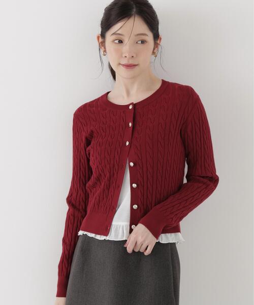 PROPORTION BODY DRESSING(プロポーションボディドレッシング)の「<a>ケーブルニットカーディガン / 1216274002(カーディガン/ボレロ・レディース・ボルドー/ホワイト系その他/ネイビー・FREE)」の22枚目の写真