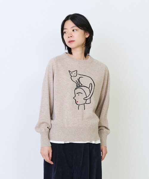 LOISIR(ロワズィール)の「《塩川いづみさんコラボ》ウールインターシャプルオーバー(ニット/セーター・レディース・グレー/ベージュ・FREE)」の1枚目の写真