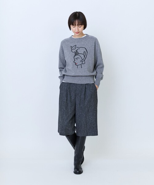 LOISIR(ロワズィール)の「《塩川いづみさんコラボ》ウールインターシャプルオーバー(ニット/セーター・レディース・グレー/ベージュ・FREE)」の3枚目の写真