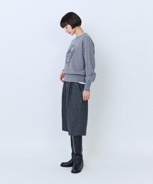 LOISIR(ロワズィール)の「《塩川いづみさんコラボ》ウールインターシャプルオーバー(ニット/セーター・レディース・グレー/ベージュ・FREE)」の4枚目の写真