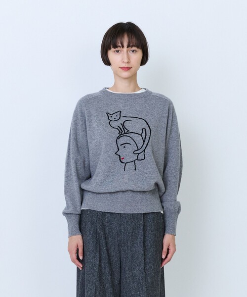 LOISIR(ロワズィール)の「《塩川いづみさんコラボ》ウールインターシャプルオーバー(ニット/セーター・レディース・グレー/ベージュ・FREE)」の6枚目の写真