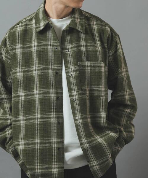 ITEMS URBANRESEARCH(アイテムズ アーバンリサーチ)の「ツイードチェックリングドットボタンシャツ(シャツ/ブラウス・メンズ・ブラック/オリーブ/レッド・LARGE/MEDIUM)」の14枚目の写真