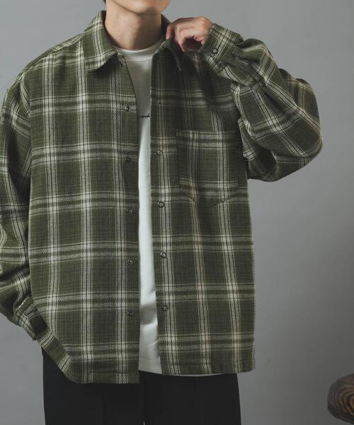 ITEMS URBANRESEARCH(アイテムズ アーバンリサーチ)の「ツイードチェックリングドットボタンシャツ(シャツ/ブラウス・メンズ・ブラック/オリーブ/レッド・LARGE/MEDIUM)」の15枚目の写真