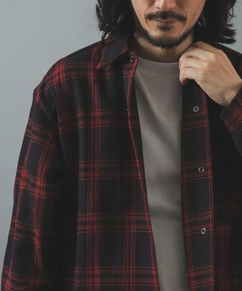 ITEMS URBANRESEARCH(アイテムズ アーバンリサーチ)の「ツイードチェックリングドットボタンシャツ(シャツ/ブラウス・メンズ・ブラック/オリーブ/レッド・LARGE/MEDIUM)」の22枚目の写真