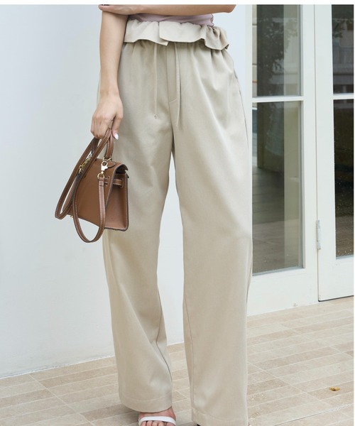 BIRTHDAY BASH(バースデイバッシュ)の「2WAY FRILL WAIST PANTS(2ウェイフルルウエストパンツ)(その他パンツ・レディース・ベージュ/ブラック・FREE)」の2枚目の写真