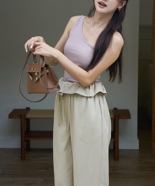 BIRTHDAY BASH(バースデイバッシュ)の「2WAY FRILL WAIST PANTS(2ウェイフルルウエストパンツ)(その他パンツ・レディース・ベージュ/ブラック・FREE)」の15枚目の写真