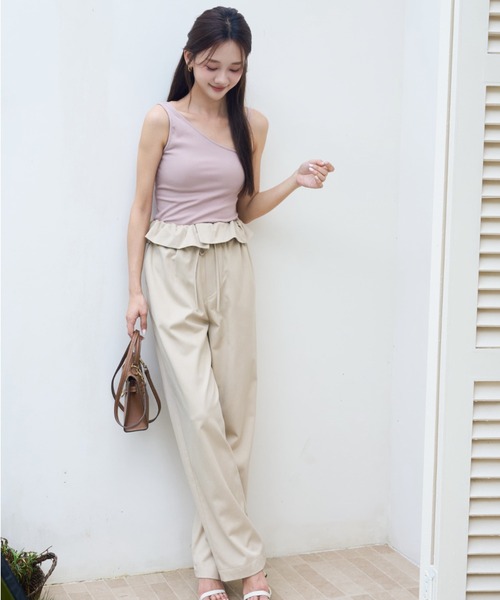 BIRTHDAY BASH(バースデイバッシュ)の「2WAY FRILL WAIST PANTS(2ウェイフルルウエストパンツ)(その他パンツ・レディース・ベージュ/ブラック・FREE)」の16枚目の写真