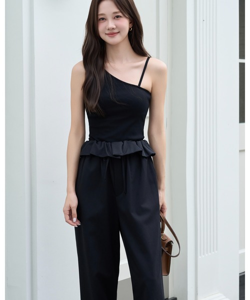 BIRTHDAY BASH(バースデイバッシュ)の「2WAY FRILL WAIST PANTS(2ウェイフルルウエストパンツ)(その他パンツ・レディース・ベージュ/ブラック・FREE)」の4枚目の写真