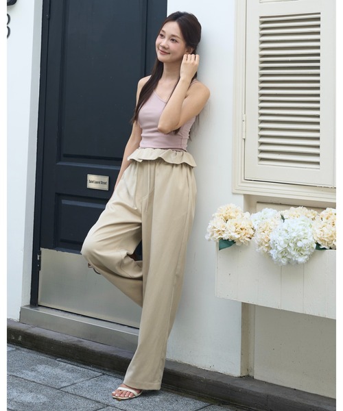 BIRTHDAY BASH(バースデイバッシュ)の「2WAY FRILL WAIST PANTS(2ウェイフルルウエストパンツ)(その他パンツ・レディース・ベージュ/ブラック・FREE)」の18枚目の写真